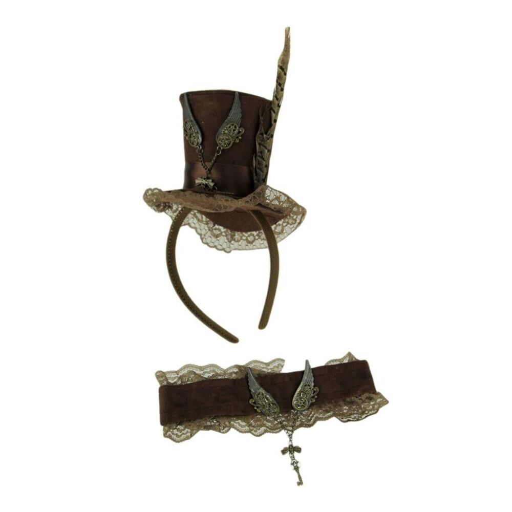 Steampunk Key and Wings Mini Top Hat and Choker Costume Set